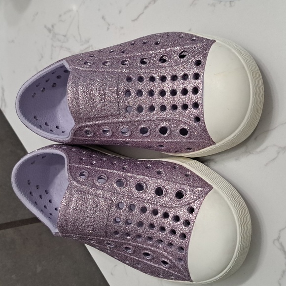 Native Shoes Other - Native Shoes Jefferson Bling Glitter Purple- Shell White- sz C7